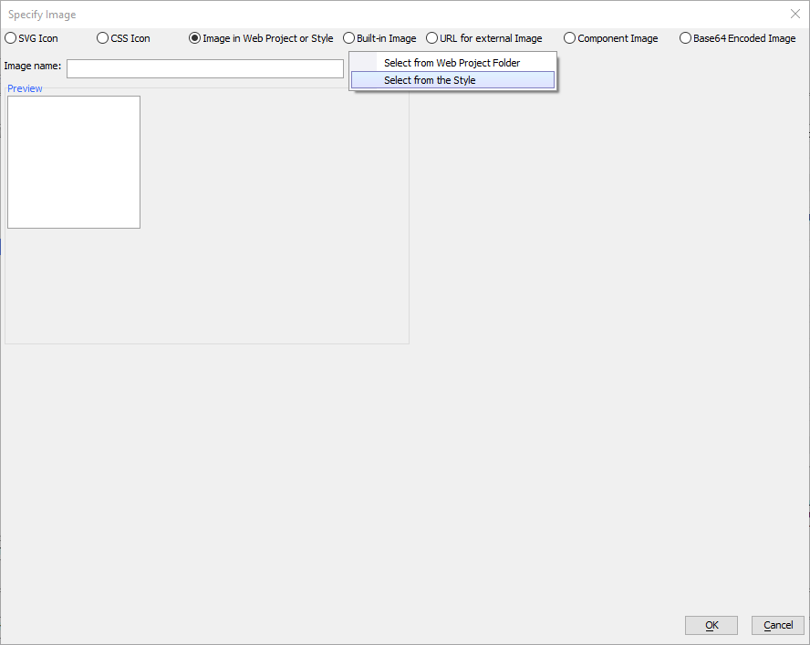 The Specify Image dialog.